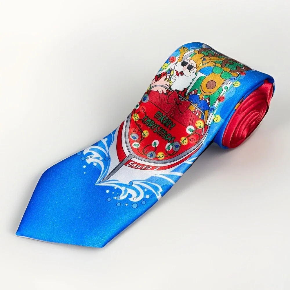 Christmas Men's Neck Tie Santa Speed‎ Boat Reindeer Skiing Holiday Traditions